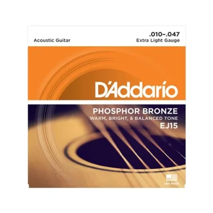 D'Addario EJ15 Senar Gitar Akustik Phosphor Bronze Extra Light 10-47